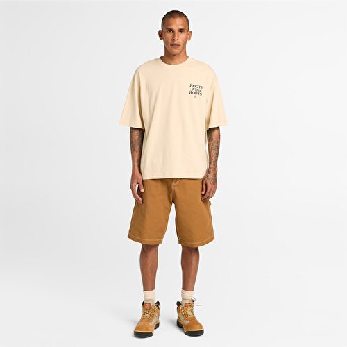 Unisex "Timbs On My Feet" Kısa Kollu Bej Tişört