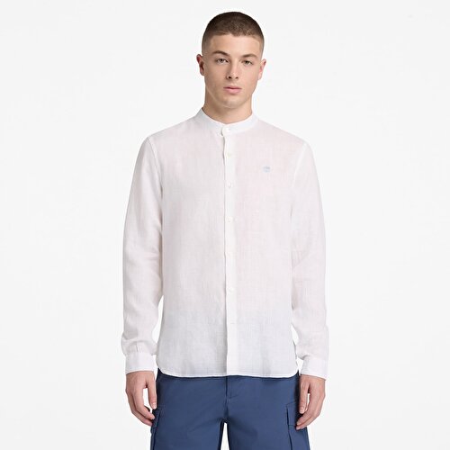 Mill River Beyaz Erkek Keten Gömlek