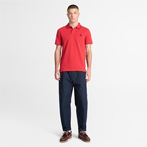 Erkek Claremont Poplin Pileli Koyu Mavi Chino Pantolon