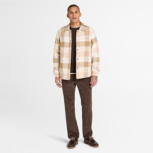 Erkek Bej Uzun Tüylü Astarlı Overshirt