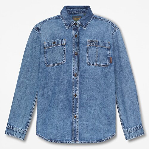Kadın Mavi Denim Uzun Kollu Gömlek