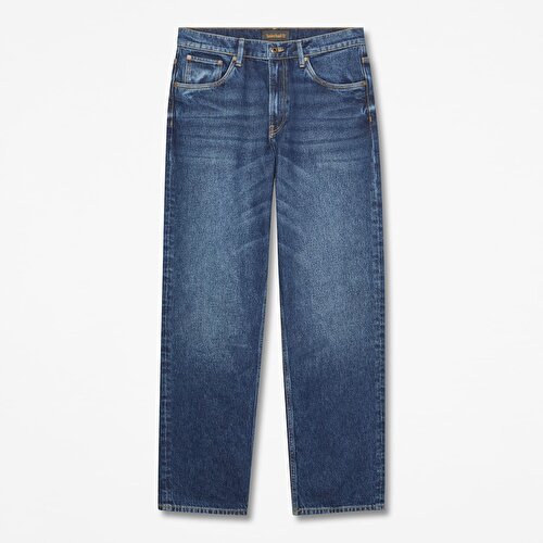 Erkek Koyu Mavi Rahat Kesim Denim Pantolon