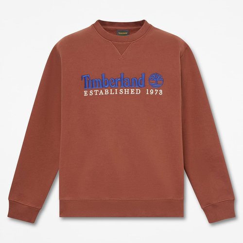 Erkek Kahverengi Established 1973 Logo İşlemeli Bisiklet Yaka Sweatshirt