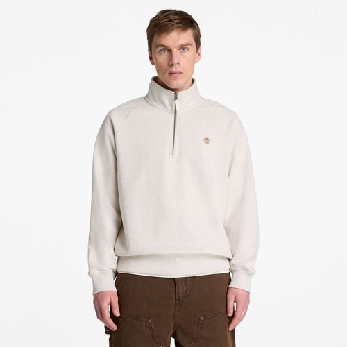Erkek Açık Bej Exeter River Logo İşlemeli Çeyrek Fermuarlı Sweatshirt