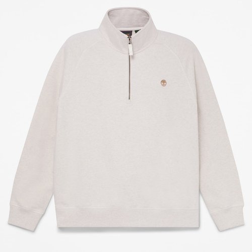 Erkek Açık Bej Exeter River Logo İşlemeli Çeyrek Fermuarlı Sweatshirt
