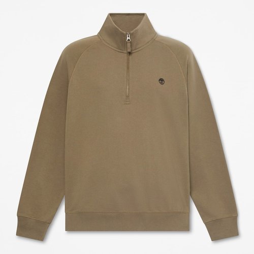Erkek Koyu Yeşil Exeter River Logo İşlemeli Çeyrek Fermuarlı Sweatshirt