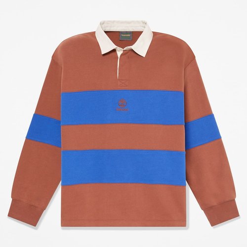 Erkek Kahverengi/Mavi Rugby Polo Yaka Sweatshirt
