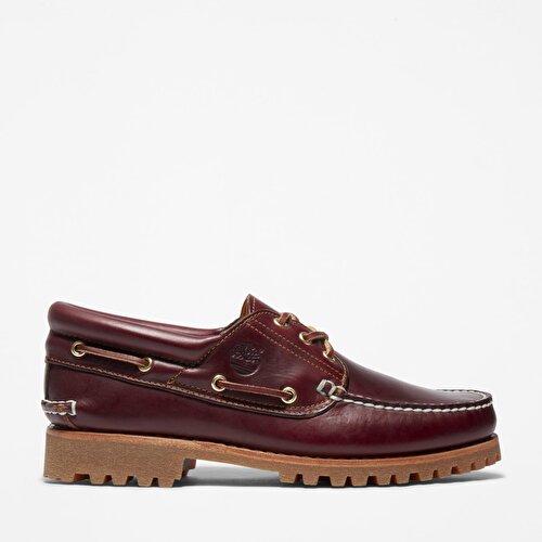 Erkek 3-Eye Lug Handsewn Bordo Tekne Ayakkabısı
