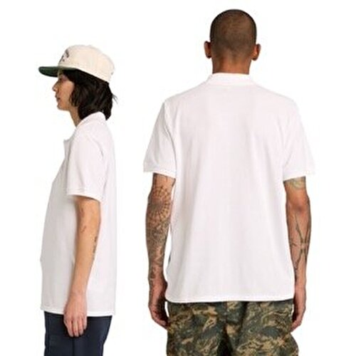 Unisex Beyaz Silikon Logolu Polo Tişört