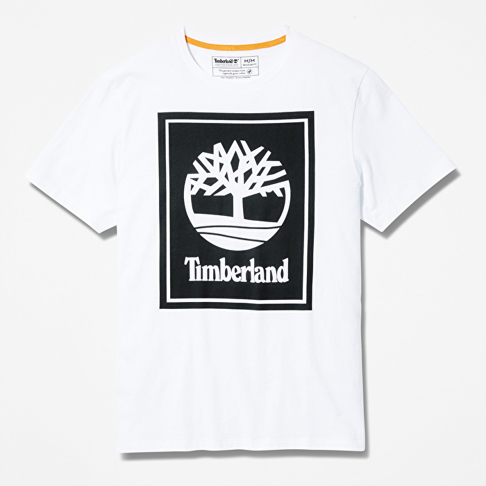 Stack Logo Amblem Baskılı Beyaz Erkek T-Shirt