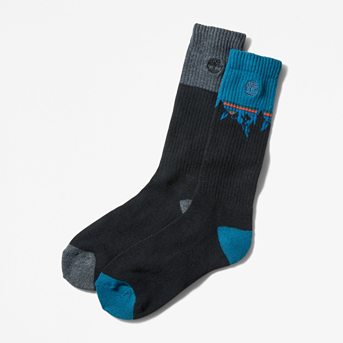 2’li Paket Üstü Şeritli Siyah Erkek Çorap