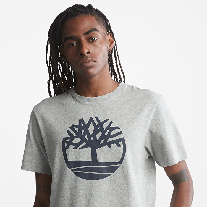 Erkek Kennebec River Ağaç Logolu Gri Tişört