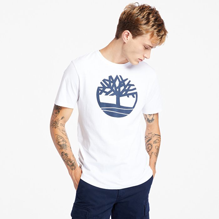Erkek Kennebec River Ağaç Logolu Beyaz Tişört
