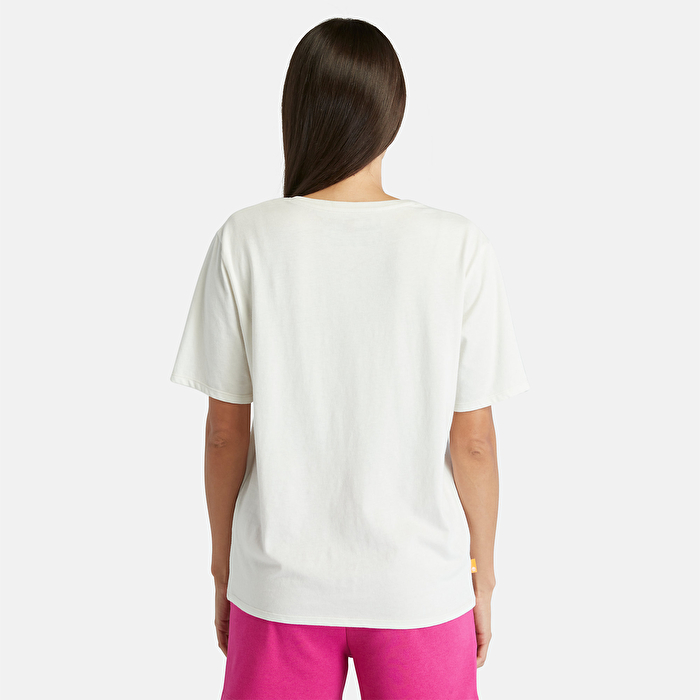 Kadın İşleme Logolu Beyaz Tişört