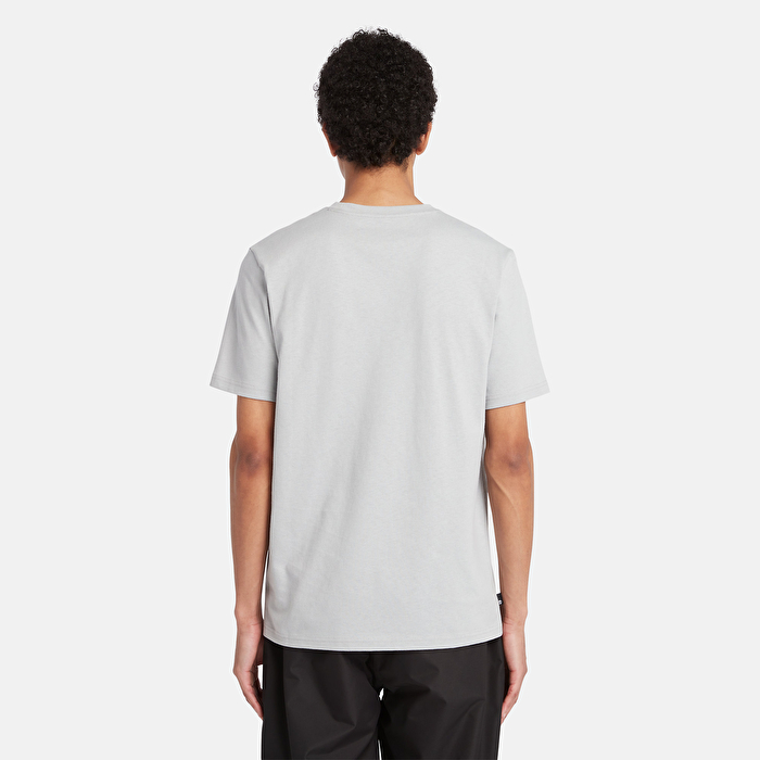 Erkek Timberland® Logo İşlemeli Gri Tişört