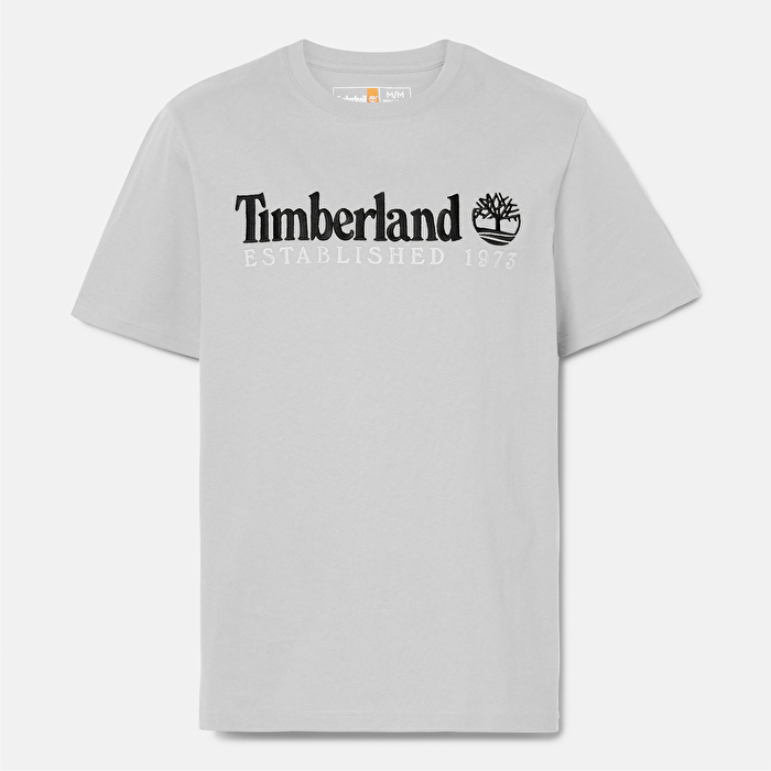 Erkek Timberland® Logo İşlemeli Gri Tişört