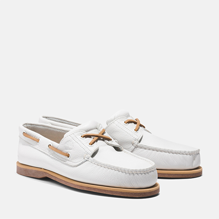 Erkek Klasik Beyaz Deri Tekne Ayakkabısı
