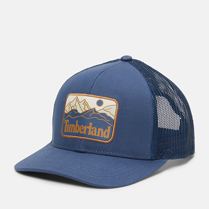 Erkek Mountain Line Armalı Koyu Mavi Trucker Şapka