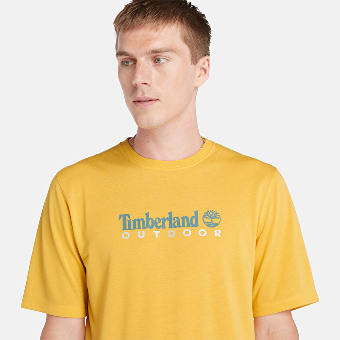 Erkek UV Korumalı Baskılı Sarı Tişört