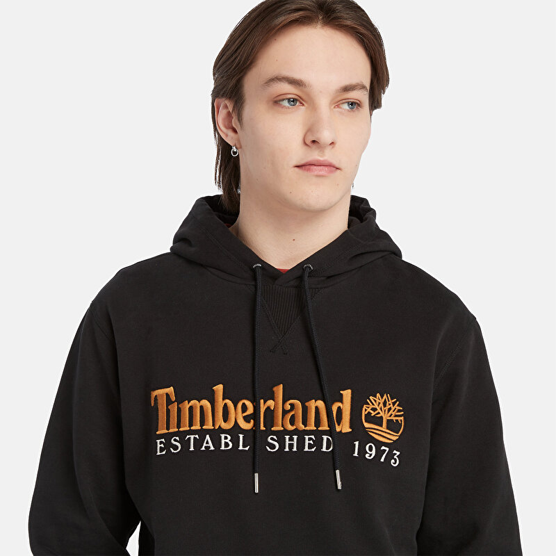 Erkek Timberland® Logo İşlemeli Siyah Kapüşonlu Üst