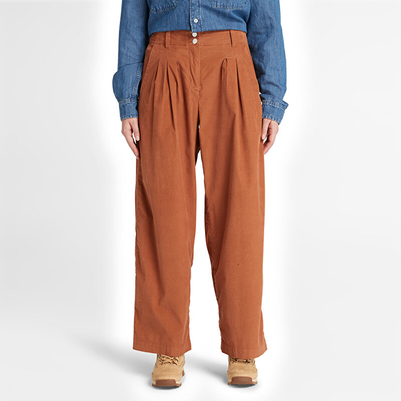 Kadın Needle Corduroy Açık Kahverengi Pantolon