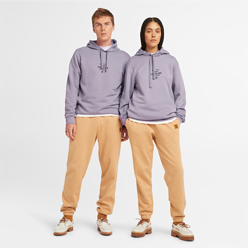 Erkek Önü Grafik Baskılı Mor Kapüşonlu Üst