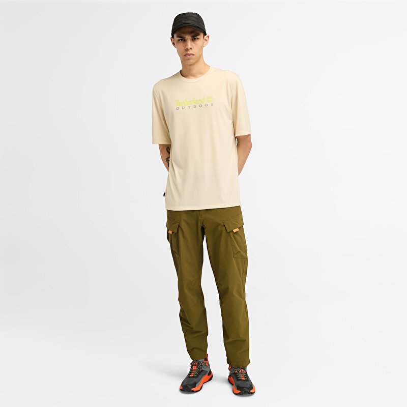 Erkek Outdoor Graphic UV Korumalı Bej Tişört