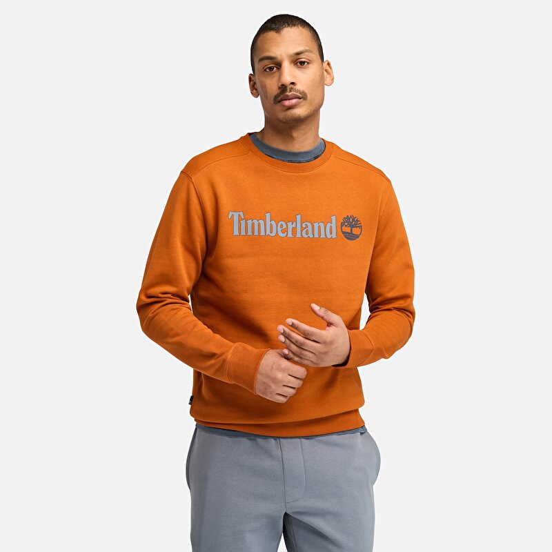 Erkek Kennebec River Bisiklet Yaka Logolu Turuncu Sweatshirt