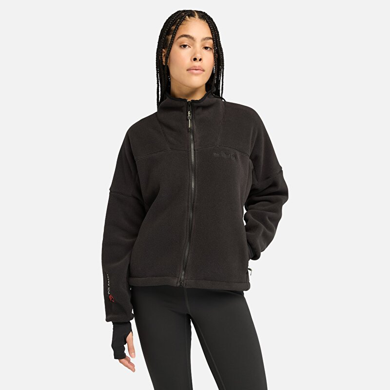 Kadın Polartec® Tam Fermuarlı Siyah Polar