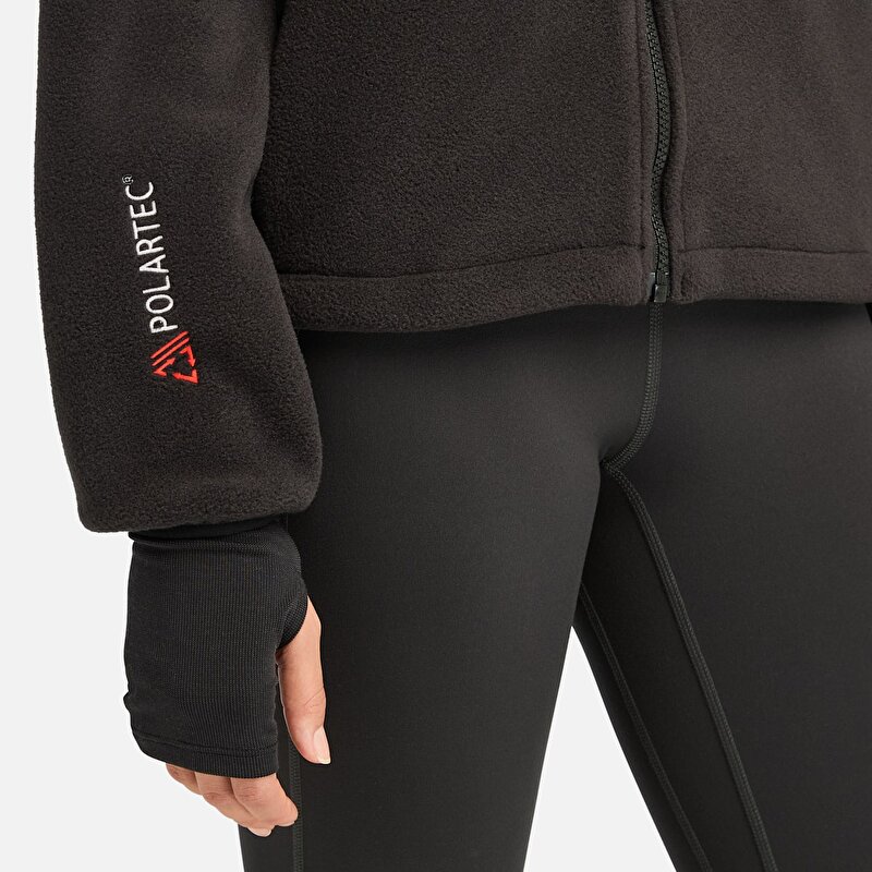 Kadın Polartec® Tam Fermuarlı Siyah Polar