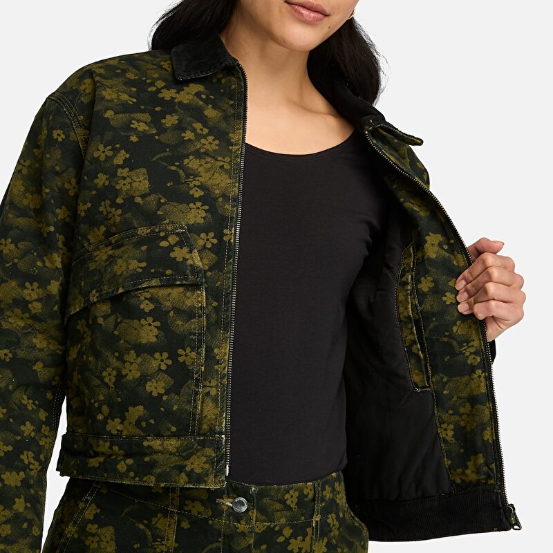 Kadın Strafford Kapitone Baskılı Koyu Yeşil Mont