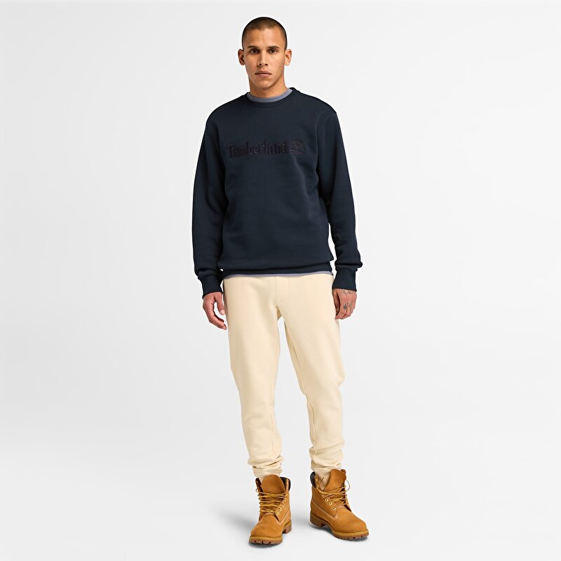 Erkek Hampthon Bisiklet Yaka Lacivert Sweatshirt