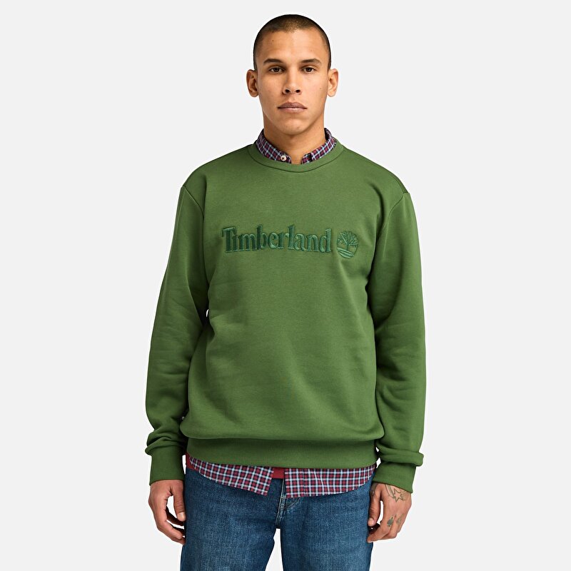 Erkek Hampthon Bisiklet Yaka Yeşil Sweatshirt
