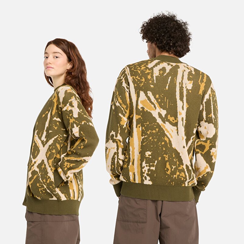 Erkek Forest Camo Kamuflaj Desenli Yeşil Kazak