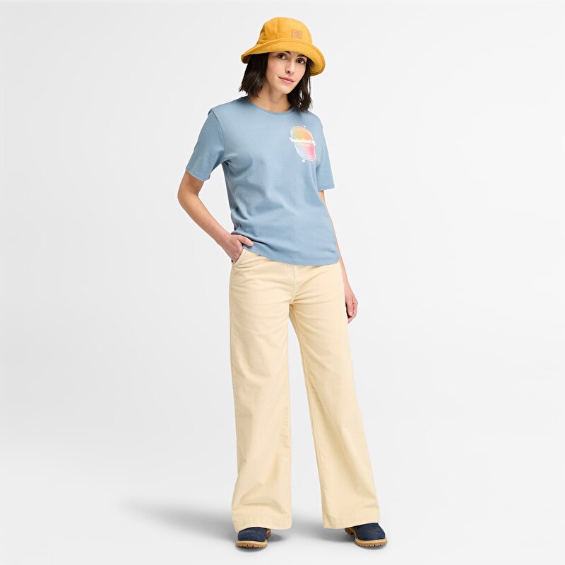 Kadın Geniş Paça Bej Kadife Pantolon