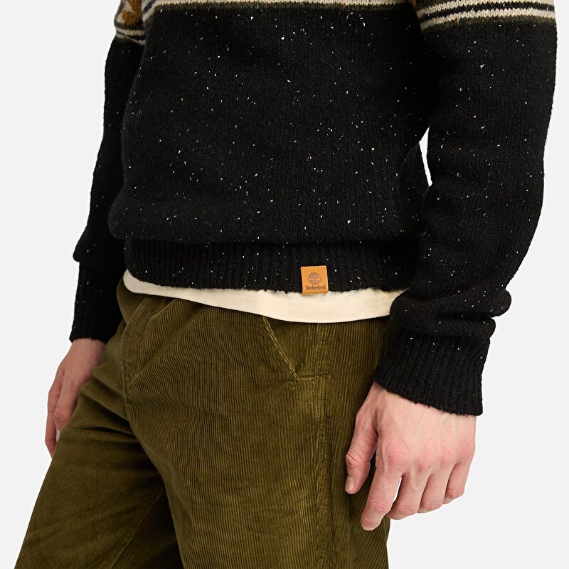 Erkek Farisle Bisiklet Yakalı Siyah Kazak