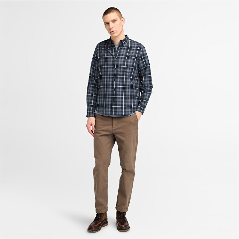 Erkek Koyu Mavi Solucell Air™ Teknolojisi Ekose Gömlek