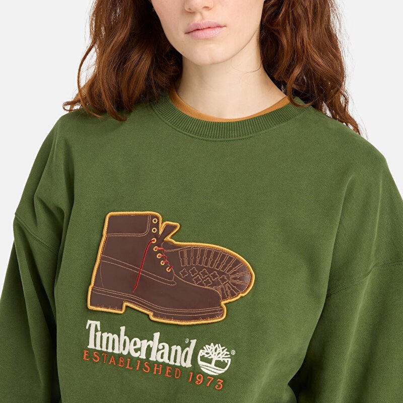 Unisex Bisiklet Yaka Yeşil Sweatshirt