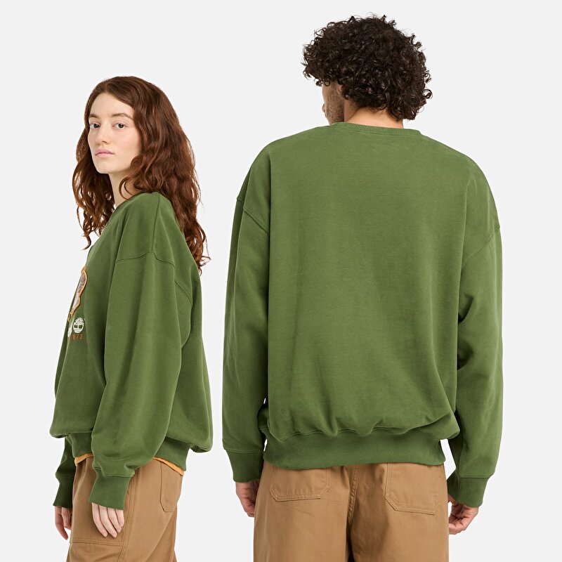 Unisex Bisiklet Yaka Yeşil Sweatshirt
