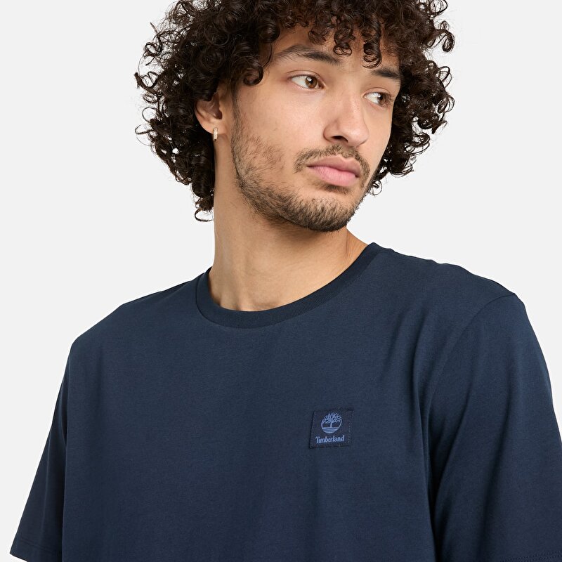 Erkek Lacivert Woven Badge Tişört