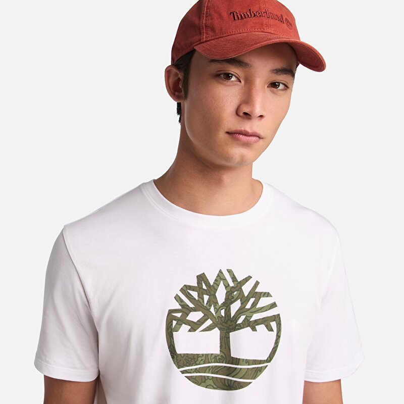 Erkek Beyaz Kennebec River Ağaç Logolu Tişört