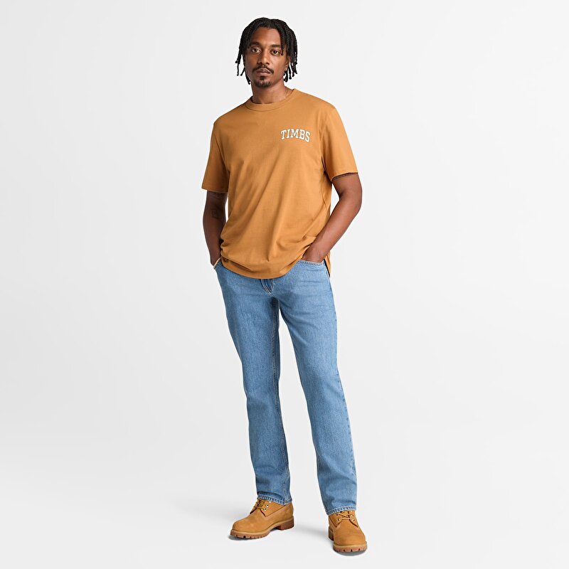 Erkek Koyu Sarı TIMBS Grafik Baskılı Tişört