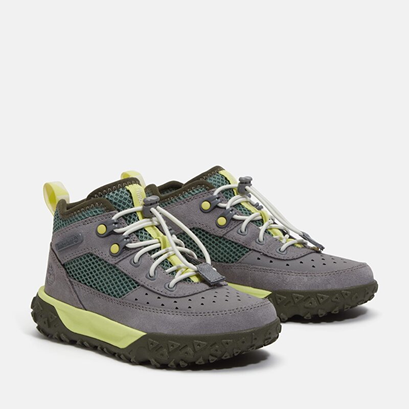Çocuklar Gri GreenStride™ Motion 6 Yarım Boğazlı ve Bağcıklı Spor Ayakkabı