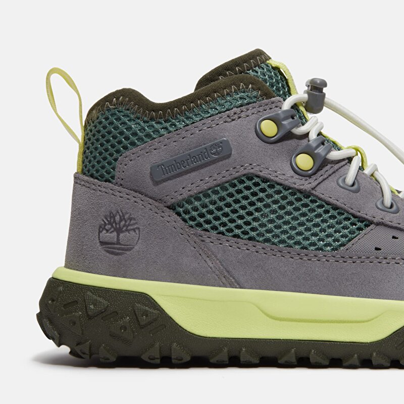 Çocuklar Gri GreenStride™ Motion 6 Yarım Boğazlı ve Bağcıklı Spor Ayakkabı