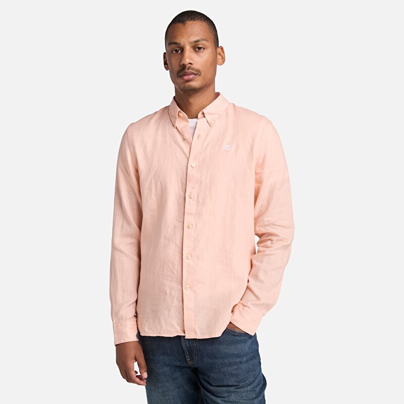 Erkek Açık Pembe Mill Brook Keten Gömlek