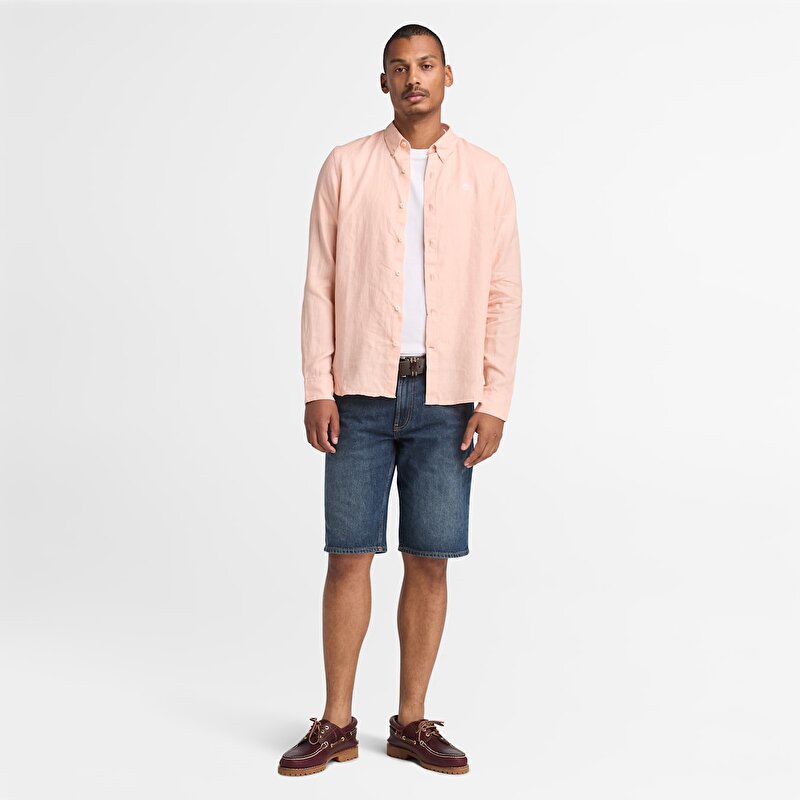 Erkek Açık Pembe Mill Brook Keten Gömlek