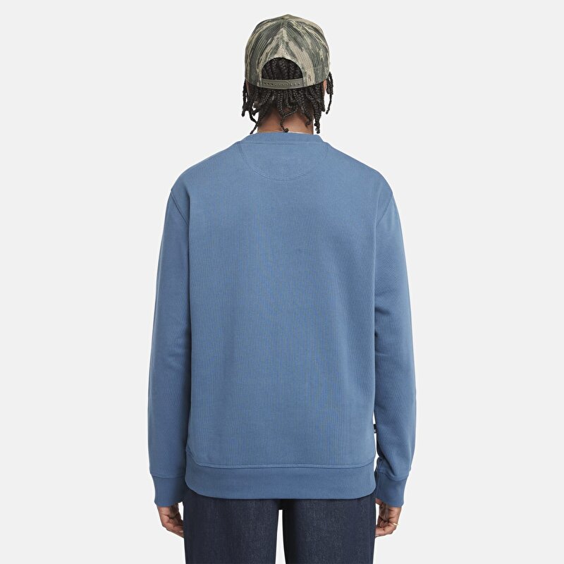 Erkek Koyu Mavi Established 1973 Logo İşlemeli Bisiklet Yaka Sweatshirt