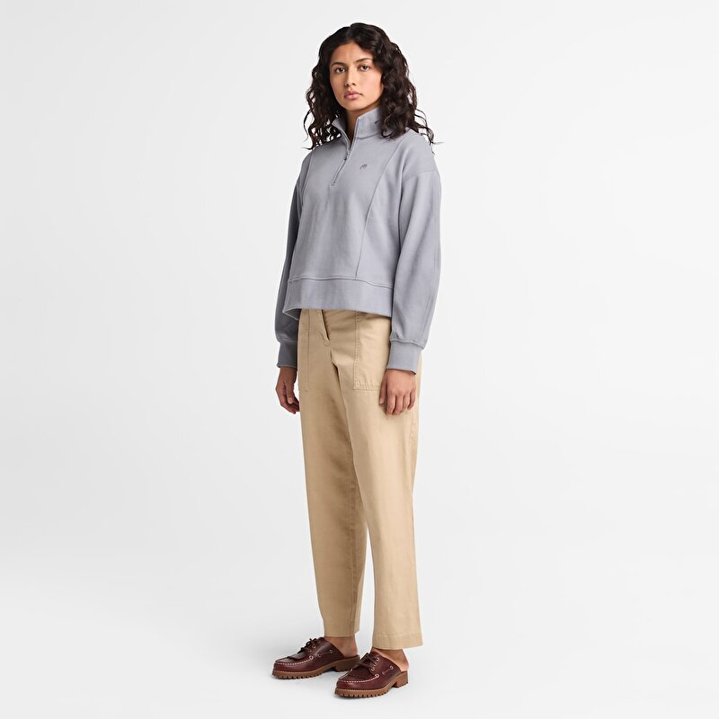 Kadın Bej Keten Utility Fatigue Pantolon