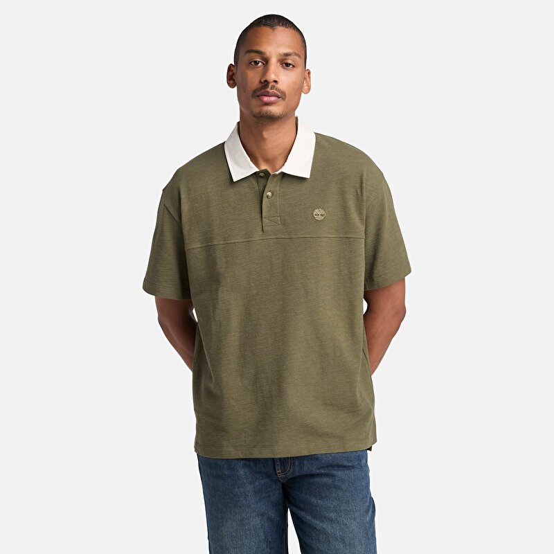 Erkek Yeşil Dokulu Polo Gömlek