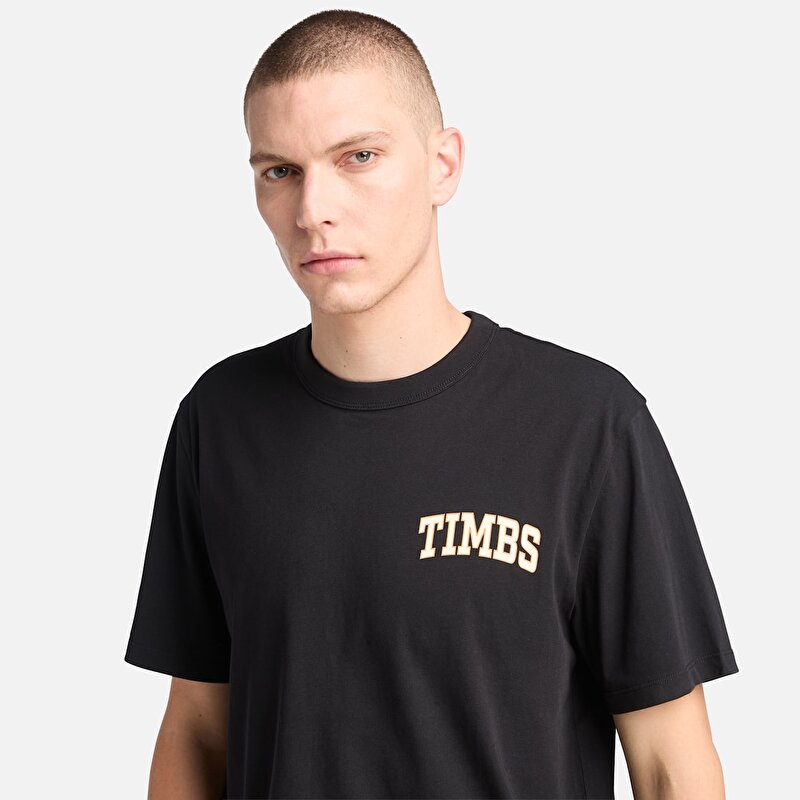 Erkek Siyah TIMBS Grafik Baskılı Tişört